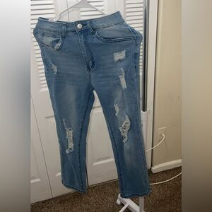 Distressed Blue Jeans